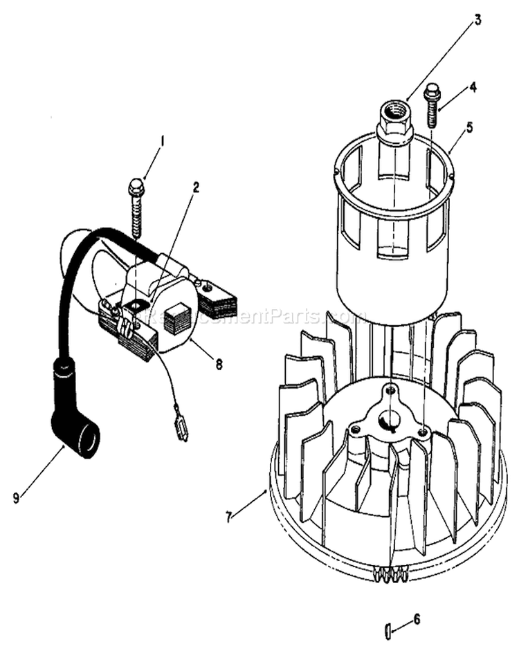 Magneto & Flywheel Assembly Diagram and Parts List for 26620B 2000001-2999999 - 1992 Toro Lawn Mower