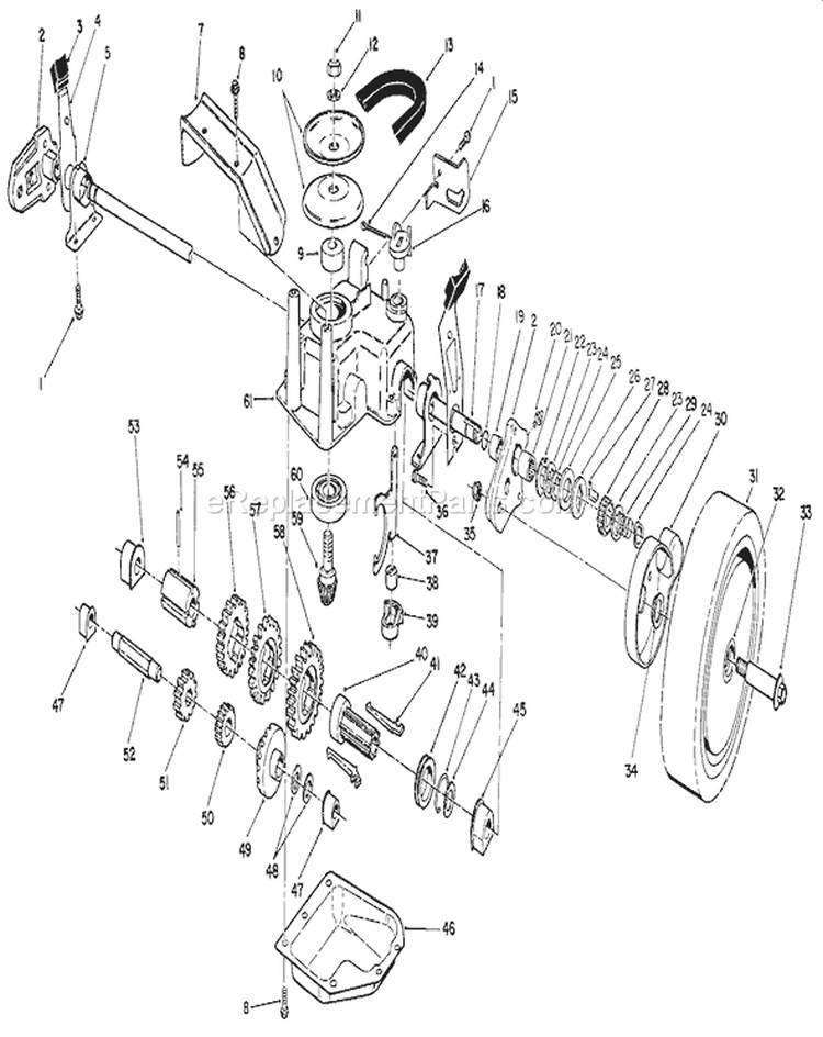 Gear Case Assembly Diagram and Parts List for 26620B 2000001-2999999 - 1992 Toro Lawn Mower