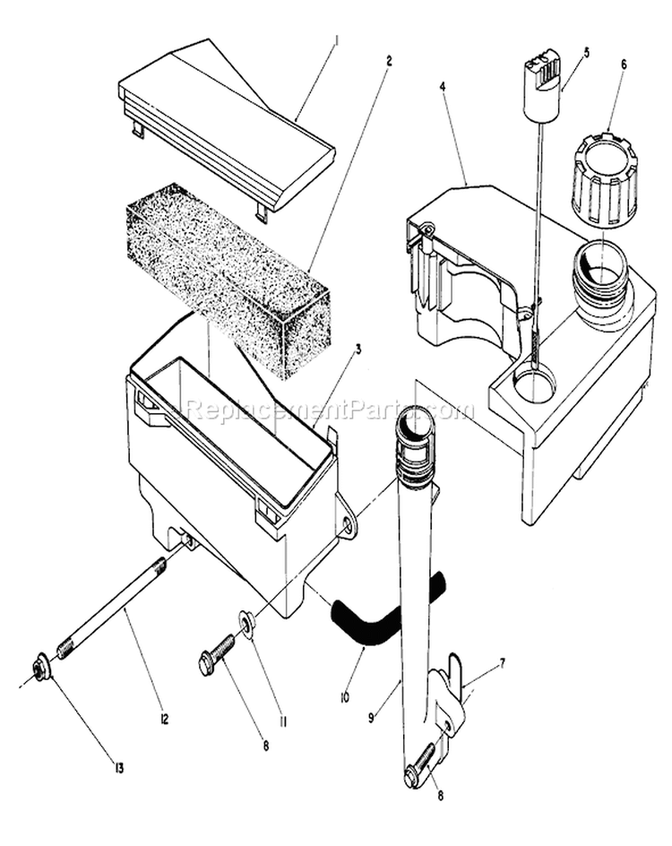 Air Cleaner and Fuel Tank Assembly Diagram and Parts List for 26620B 3900001-3999999 - 1993 Toro Lawn Mower