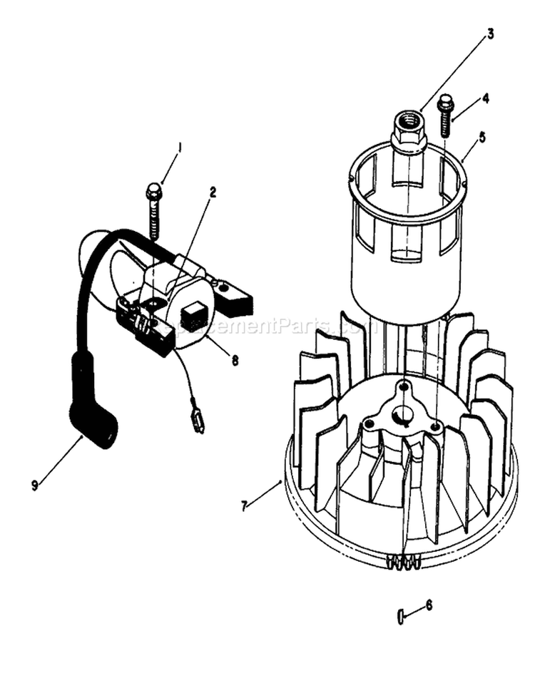 Magneto & Flywheel Assembly Diagram and Parts List for 26620B 3900001-3999999 - 1993 Toro Lawn Mower