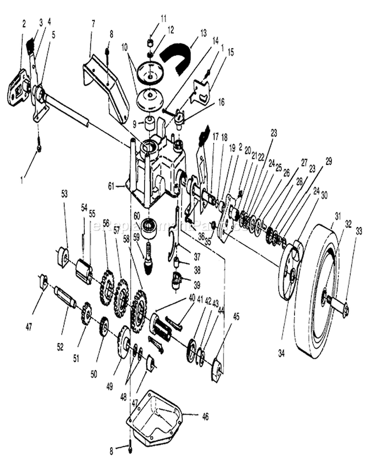 Gear Case Assembly Diagram and Parts List for 26620B 3900001-3999999 - 1993 Toro Lawn Mower