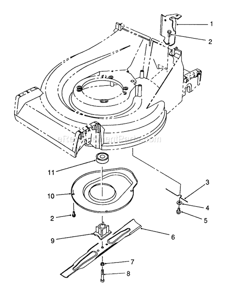 Blade Assembly Diagram and Parts List for 26620C 9000001-9999999 - 1989 Toro Lawn Mower