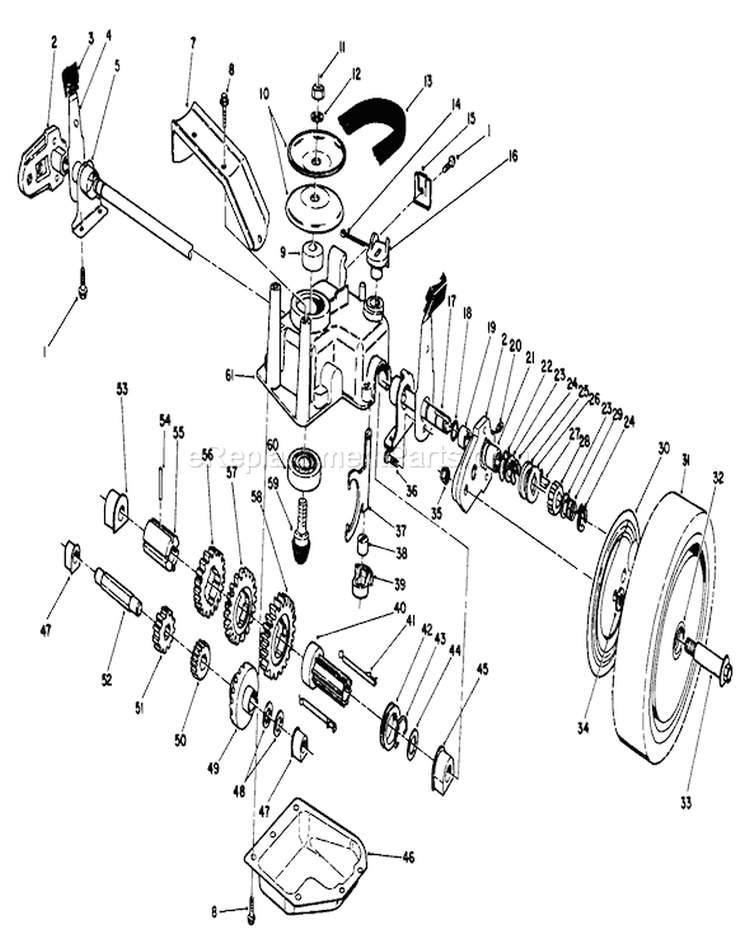 Gear Case Assembly Diagram and Parts List for 26620C 9000001-9999999 - 1989 Toro Lawn Mower