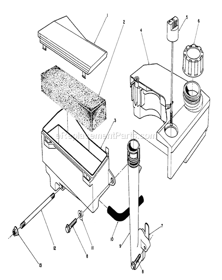 Air Cleaner and Fuel Tank Assembly Diagram and Parts List for 26621B 1000001-1999999 - 1991 Toro Lawn Mower