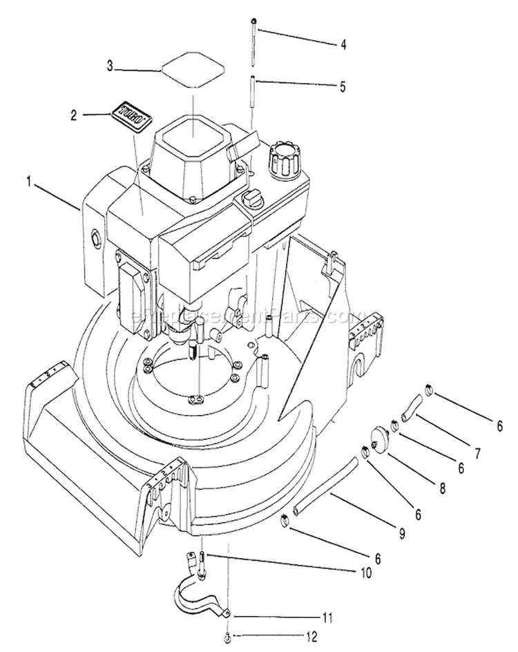 Engine Assembly Diagram and Parts List for 26621B 1000001-1999999 - 1991 Toro Lawn Mower