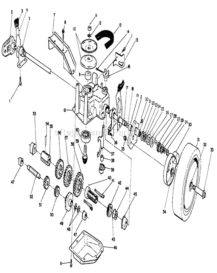 Gear Case Assembly Diagram and Parts List for 26621B 1000001-1999999 - 1991 Toro Lawn Mower