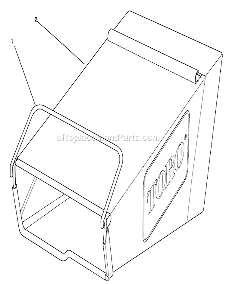 Grass Bag Assembly Diagram and Parts List for 26621B 1000001-1999999 - 1991 Toro Lawn Mower