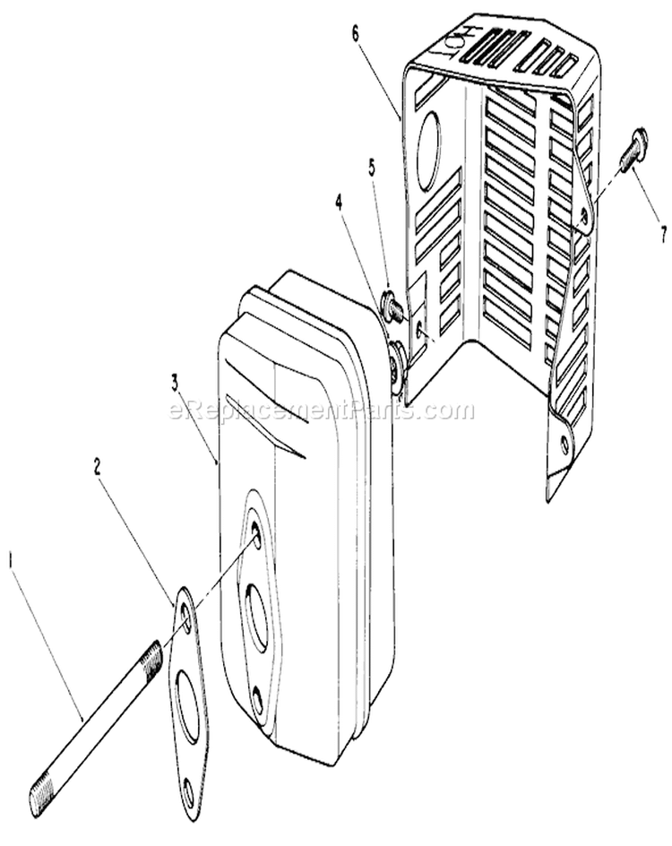 Muffler Assembly Diagram and Parts List for 26621 0000001-0999999 - 1990 Toro Lawn Mower
