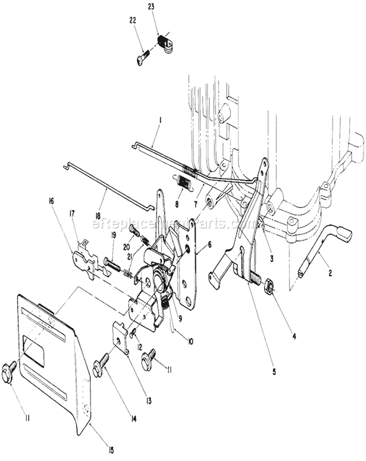 Governor Assembly Diagram and Parts List for 26621 0000001-0999999 - 1990 Toro Lawn Mower
