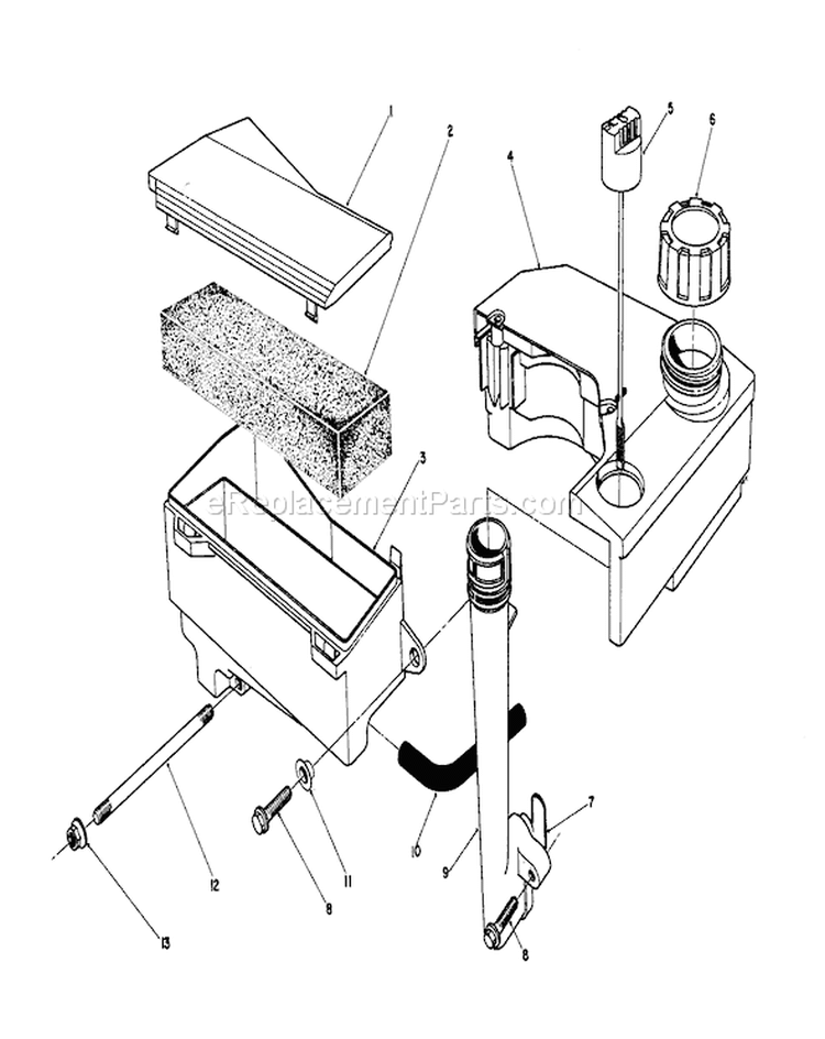 Air Cleaner & Fuel Tank Assembly Diagram and Parts List for 26622 0000001-0003100 - 1990 Toro Lawn Mower