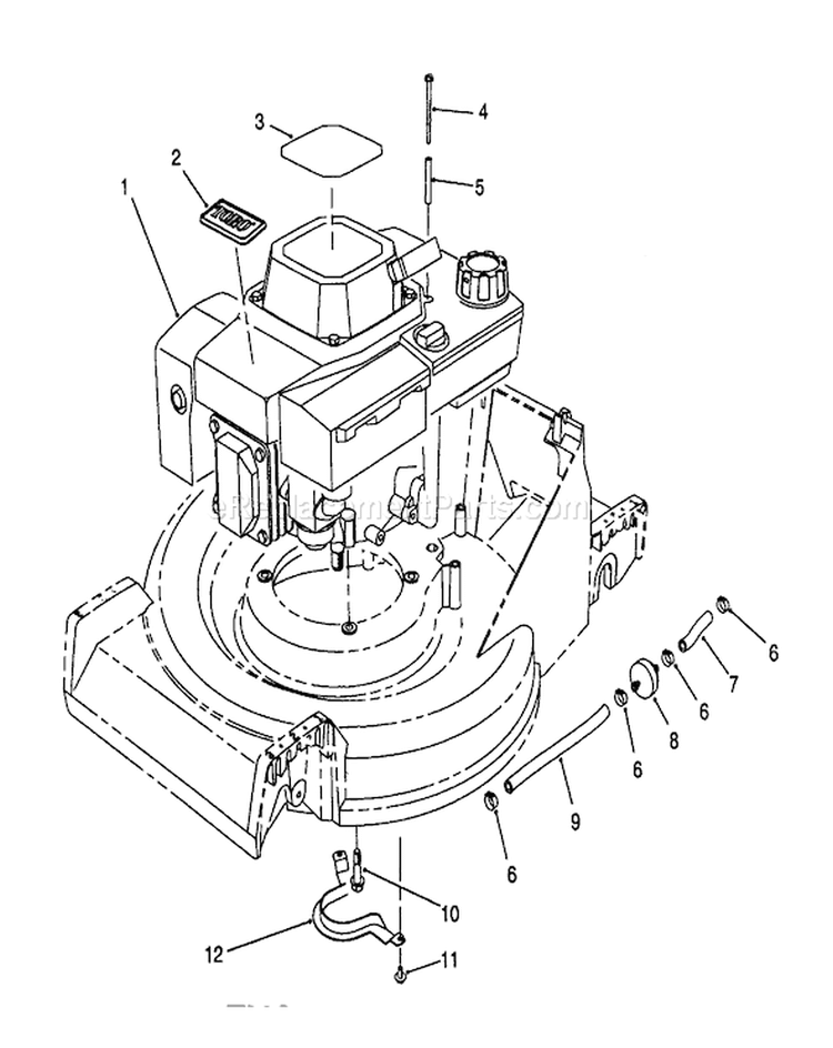 Engine Assembly Diagram and Parts List for 26622 0000001-0003100 - 1990 Toro Lawn Mower