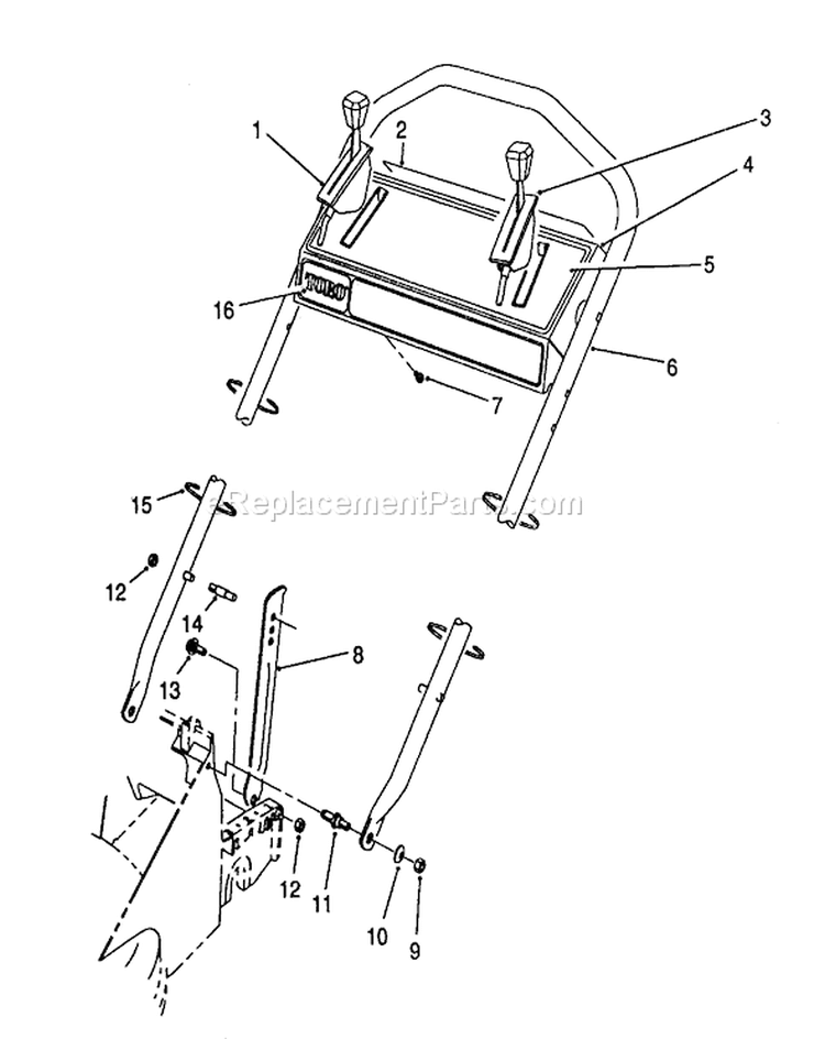 Handle Assembly Diagram and Parts List for 26622 0000001-0003100 - 1990 Toro Lawn Mower