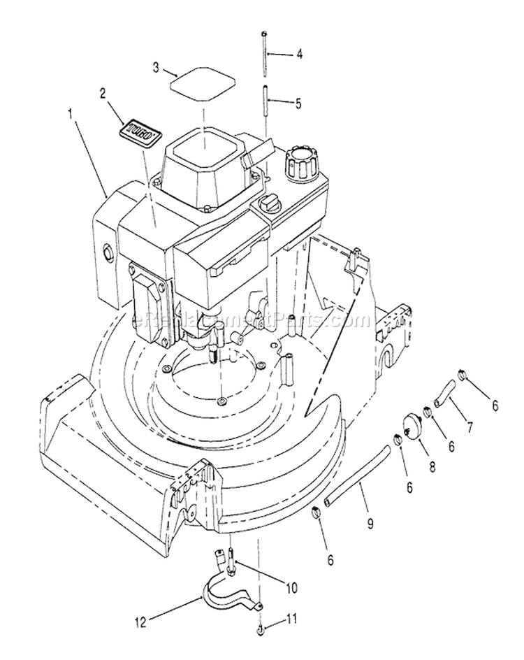 Engine Assembly Diagram and Parts List for 26622 0003101-0999999 - 1990 Toro Lawn Mower