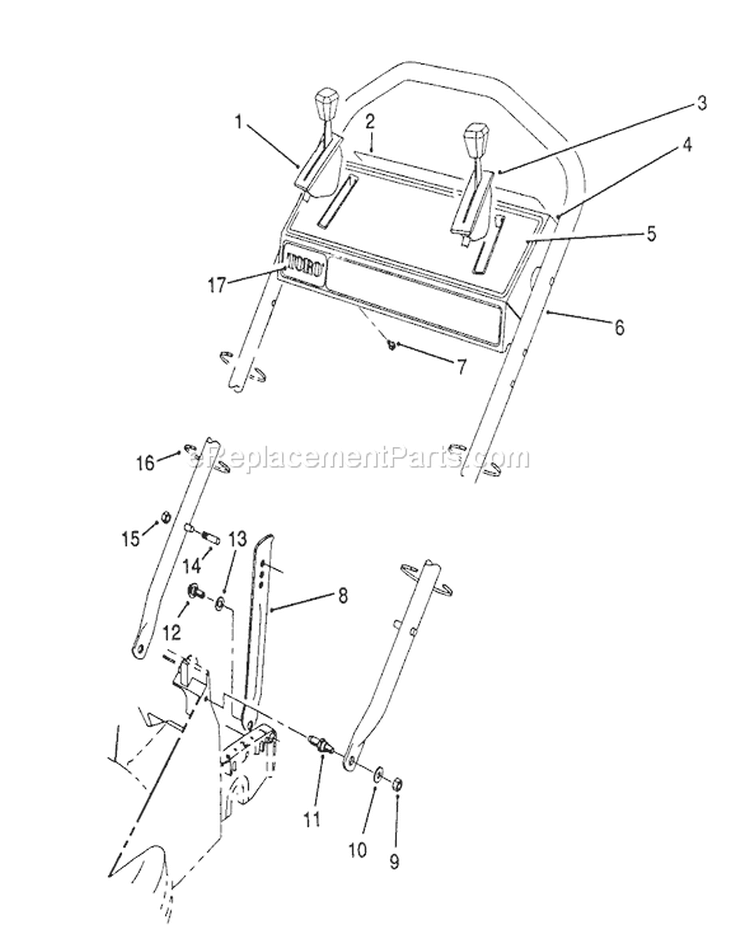 Handle Assembly Diagram and Parts List for 26622 0003101-0999999 - 1990 Toro Lawn Mower