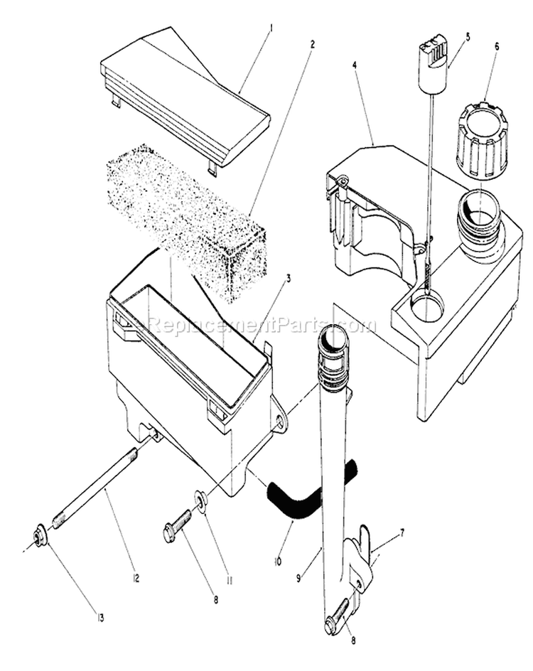 Air Cleaner & Fuel Tank Assembly Diagram and Parts List for 26622 1000001-1999999 - 1991 Toro Lawn Mower