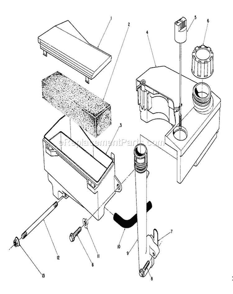 Air Cleaner & Fuel Tank Assembly Diagram and Parts List for 26622 9000001-9999999 - 1989 Toro Lawn Mower