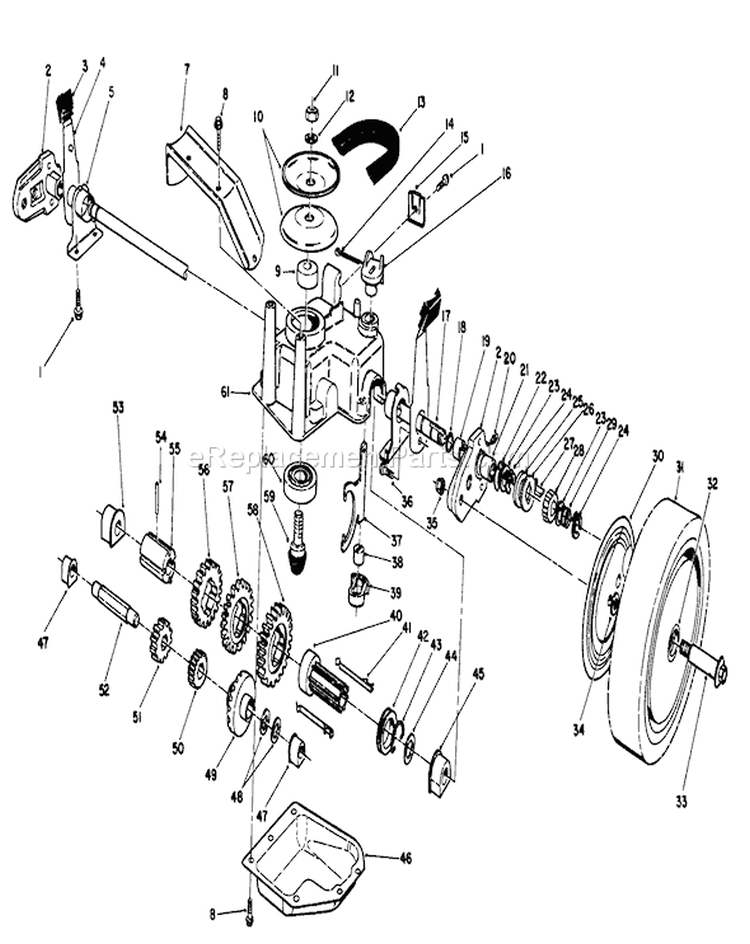 Gear Case Assembly Diagram and Parts List for 26622 9000001-9999999 - 1989 Toro Lawn Mower