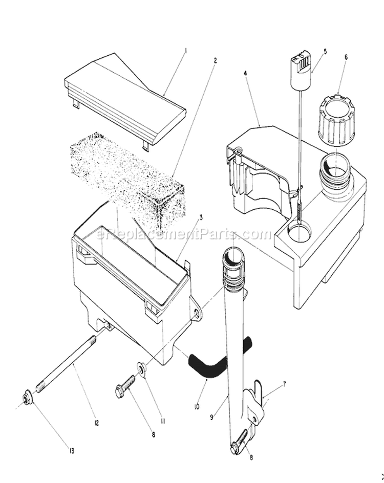 Air Cleaner & Fuel Tank Assembly Diagram and Parts List for 26623 0000001-0999999 - 1990 Toro Lawn Mower