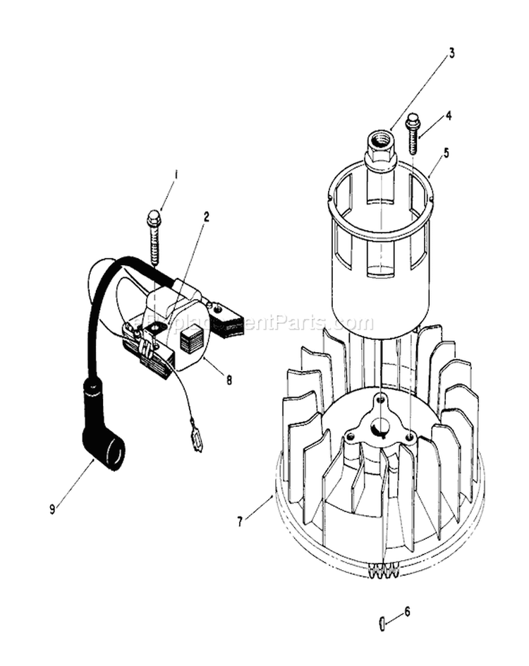 Magneto & Flywheel Assembly Diagram and Parts List for 26623 0000001-0999999 - 1990 Toro Lawn Mower