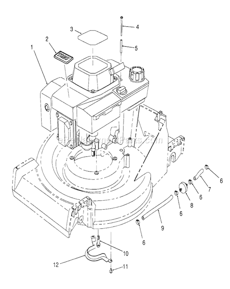Engine Assembly Diagram and Parts List for 26623 0000001-0999999 - 1990 Toro Lawn Mower