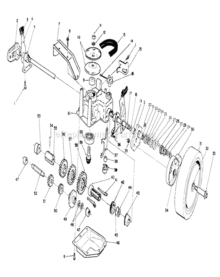 Gear Case Assembly Diagram and Parts List for 26623 0000001-0999999 - 1990 Toro Lawn Mower