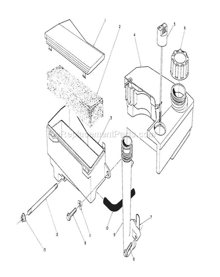Air Cleaner & Fuel Tank Assembly Diagram and Parts List for 26623 0000001-0999999 - 1991 Toro Lawn Mower