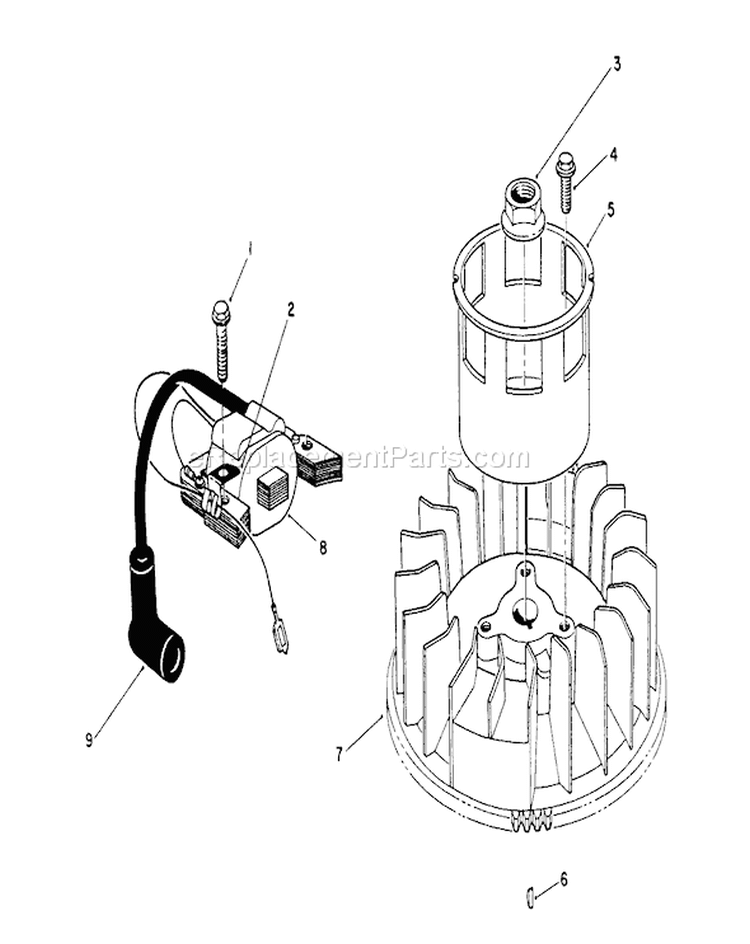 Magneto & Flywheel Assembly Diagram and Parts List for 26623 0000001-0999999 - 1991 Toro Lawn Mower