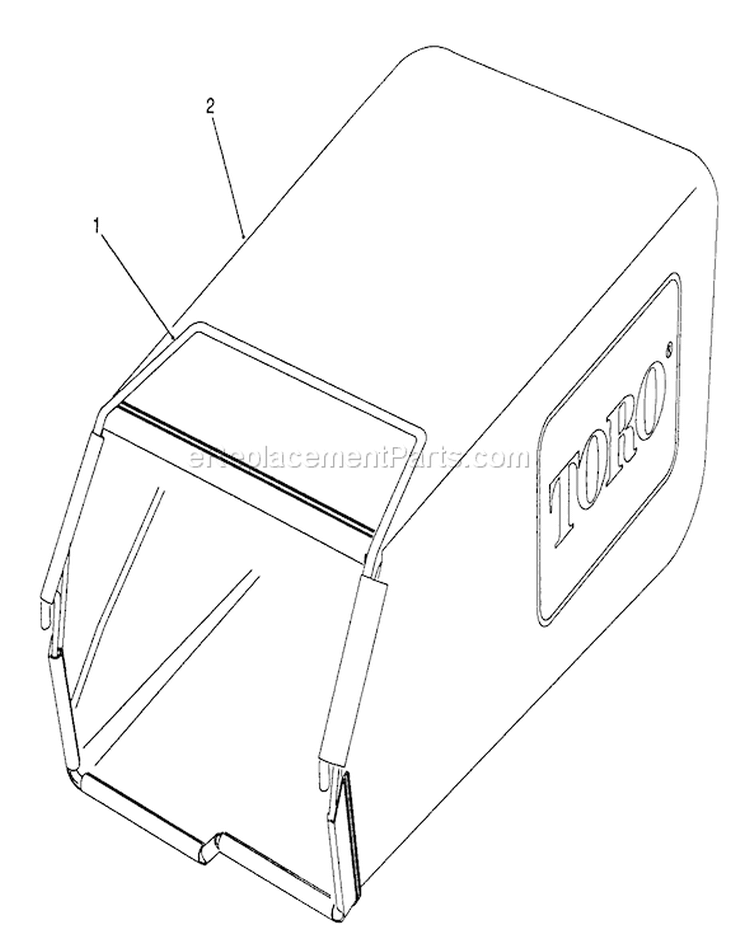 Grass Bag Assembly Diagram and Parts List for 26623 0000001-0999999 - 1991 Toro Lawn Mower