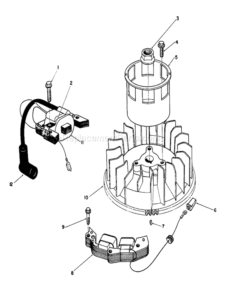 Magneto & Flywheel Assembly Diagram and Parts List for 26624 9000001-9999999 - 1989 Toro Lawn Mower