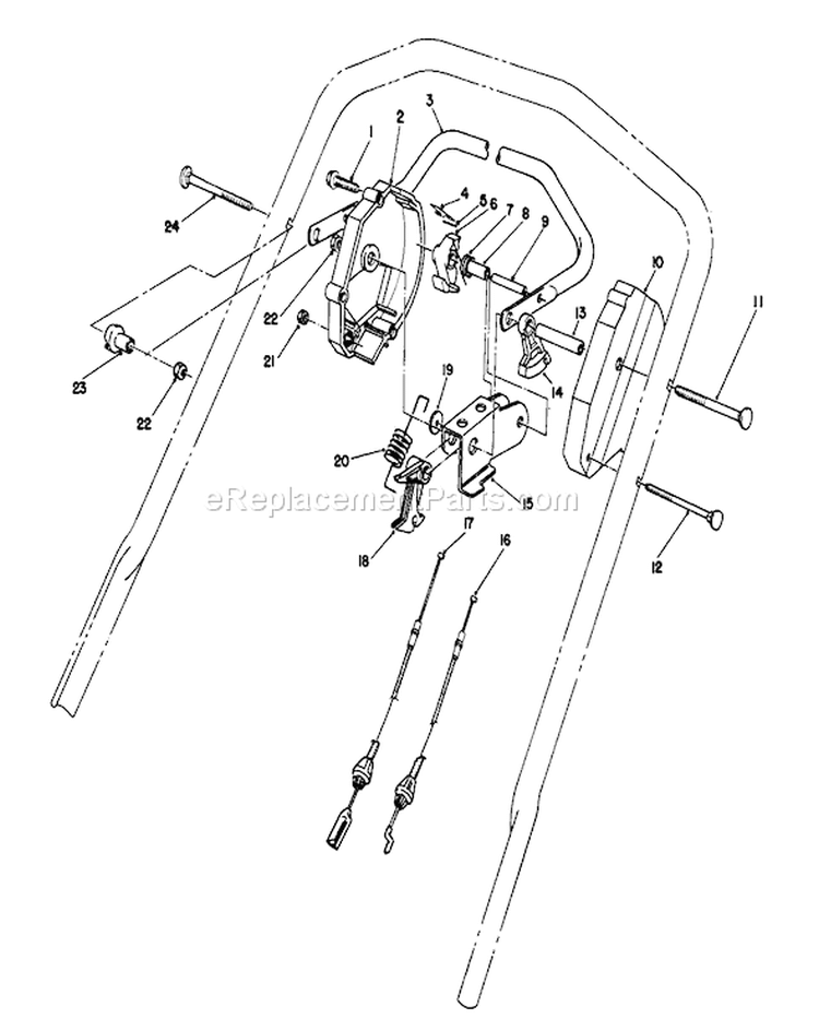 Traction Control Assembly Diagram and Parts List for 26624 9000001-9999999 - 1989 Toro Lawn Mower