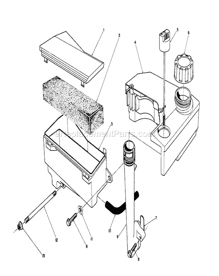 Air Cleaner & Fuel Tank Assembly Diagram and Parts List for 26624 0000001-0001101 - 1990 Toro Lawn Mower