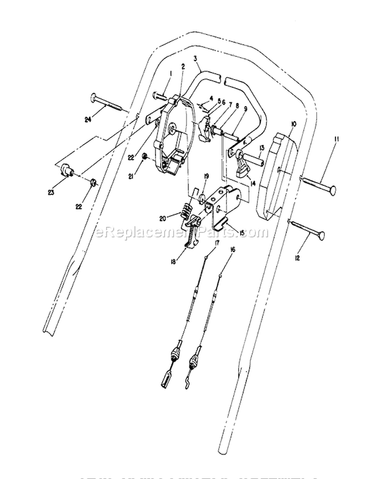 Traction Control Assembly Diagram and Parts List for 26624 0000001-0001101 - 1990 Toro Lawn Mower