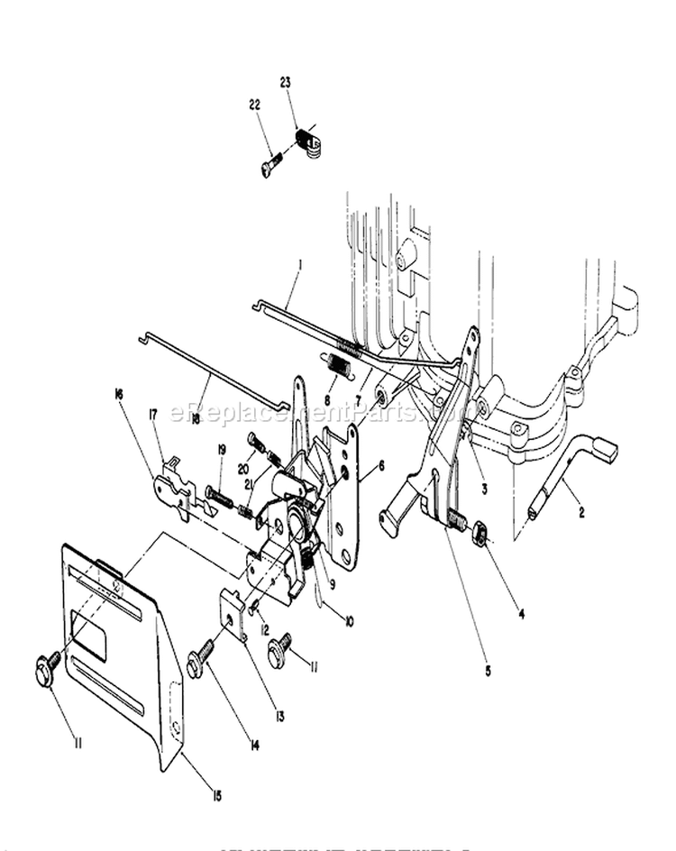 Governor Assembly Diagram and Parts List for 26624 0000001-0001101 - 1990 Toro Lawn Mower