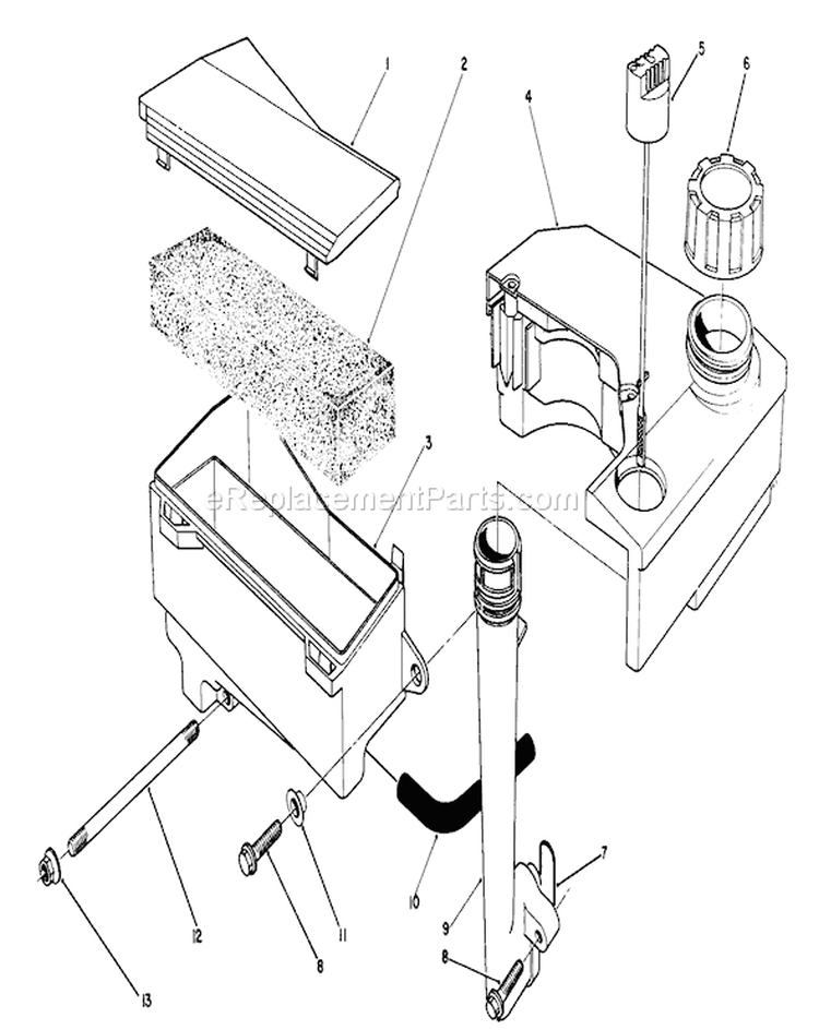 Air Cleaner & Fuel Tank Assembly Diagram and Parts List for 26624 8000001-8999999 - 1988 Toro Lawn Mower