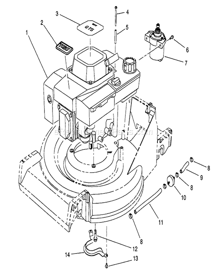Engine Assembly Diagram and Parts List for 26624 8000001-8999999 - 1988 Toro Lawn Mower
