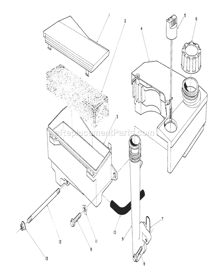Air Cleaner & Fuel Tank Assembly Diagram and Parts List for 26625BG 0000001-0999999 - 1990 Toro Lawn Mower