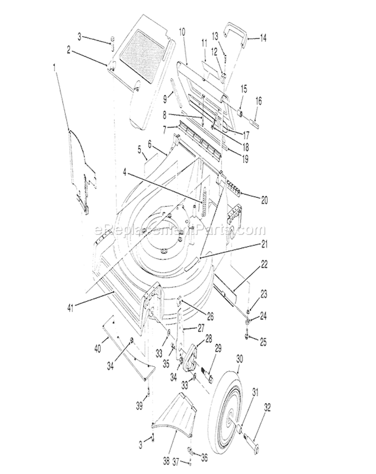 Housing Assembly Diagram and Parts List for 26625BG 0000001-0999999 - 1990 Toro Lawn Mower