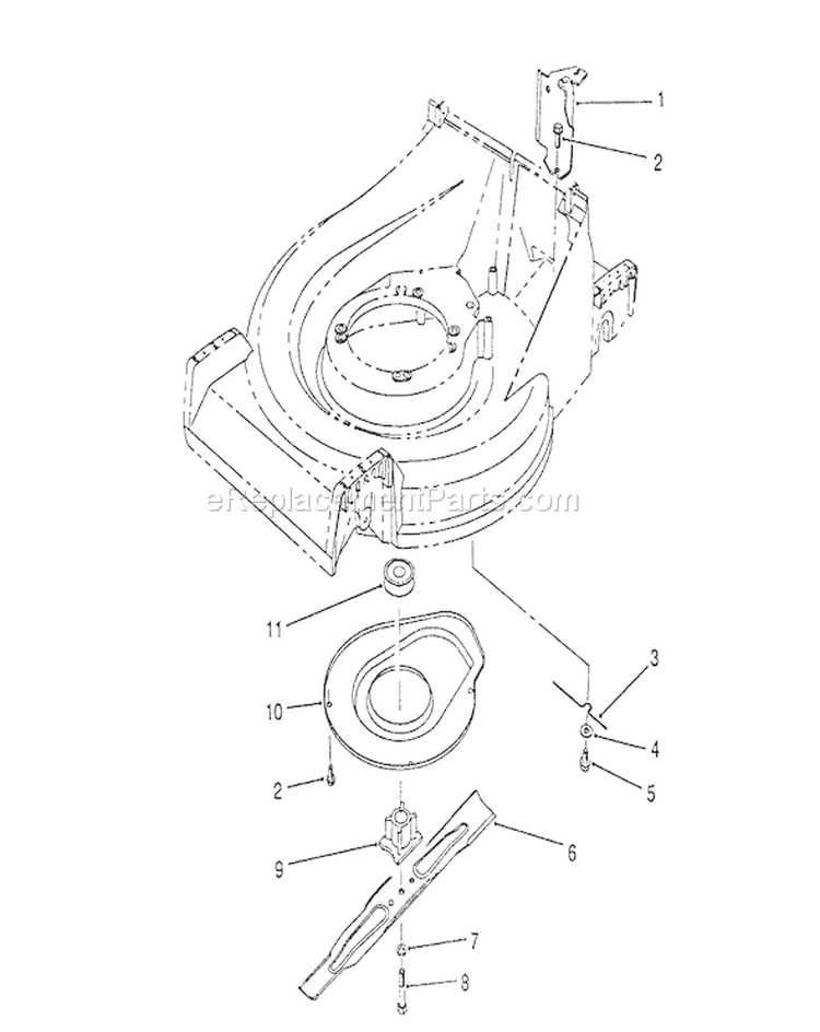 Blade Assembly Diagram and Parts List for 26625BG 0000001-0999999 - 1990 Toro Lawn Mower