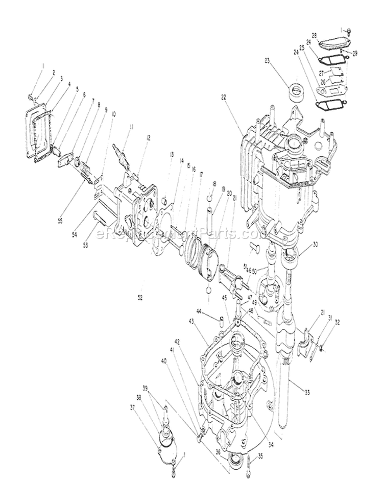 Crankcase Assembly Diagram and Parts List for 26625BG 0000001-0999999 - 1990 Toro Lawn Mower