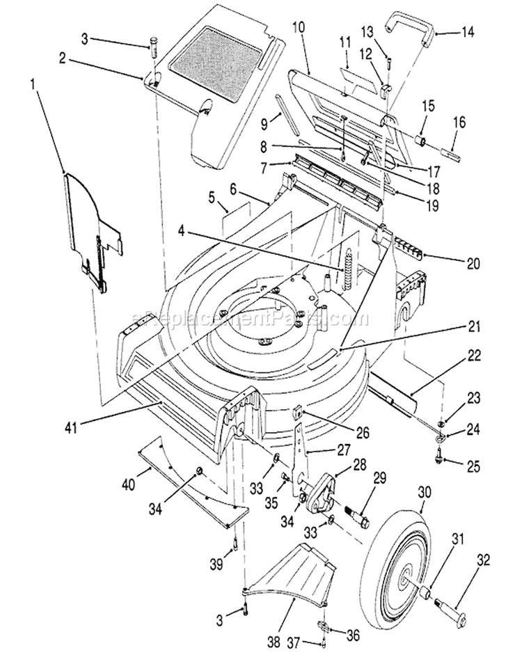 Housing Assembly Diagram and Parts List for 26625B 1000001-1999999 - 1991 Toro Lawn Mower