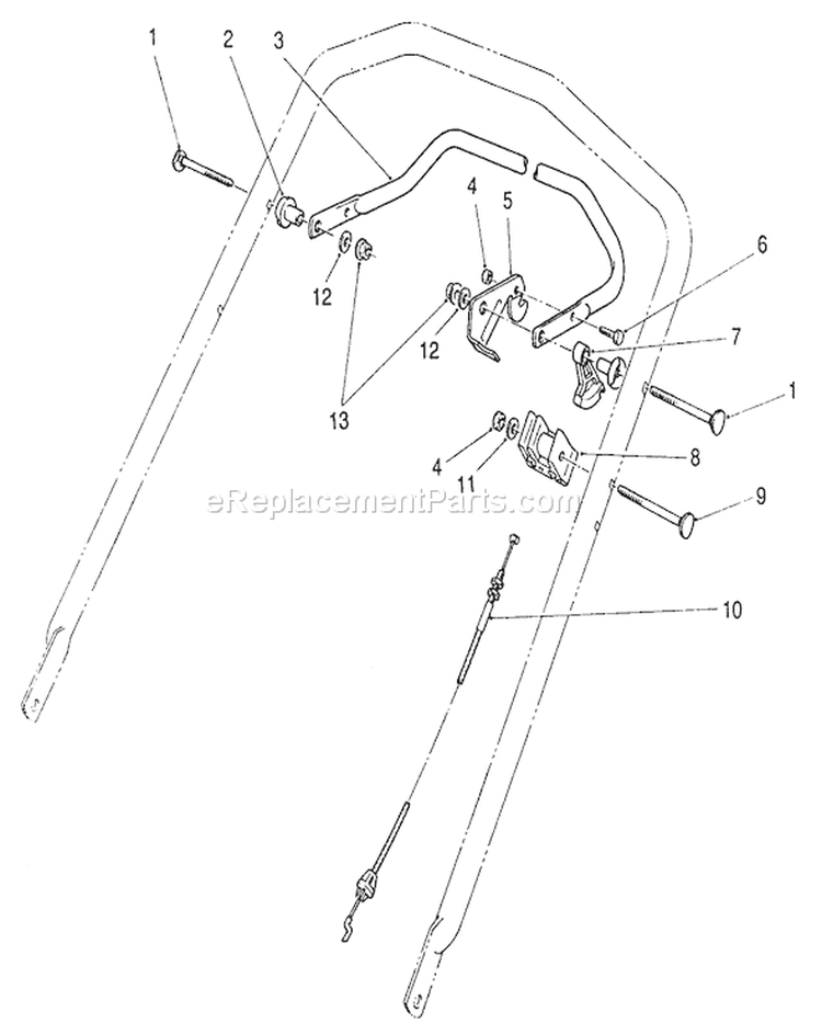 Traction Control Assembly Diagram and Parts List for 26625B 1000001-1999999 - 1991 Toro Lawn Mower