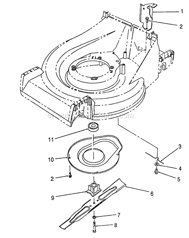 Blade Assembly Diagram and Parts List for 26625BG 2000001-2999999 - 1992 Toro Lawn Mower