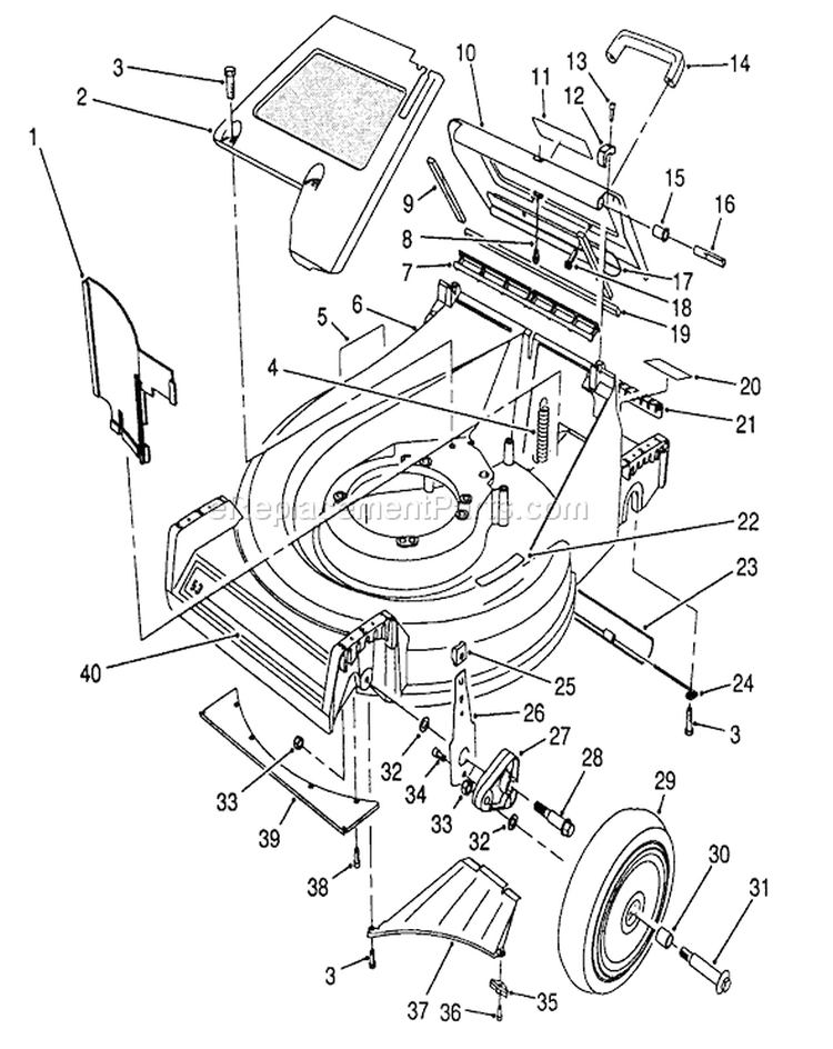 Housing Assembly Diagram and Parts List for 26625CG 9000001-9999999 - 1989 Toro Lawn Mower