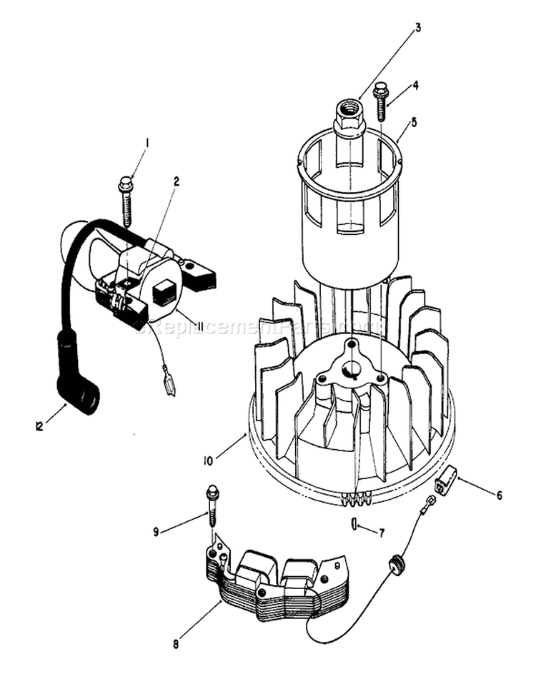 Magneto & Flywheel Assembly Diagram and Parts List for 26625CG 9000001-9999999 - 1989 Toro Lawn Mower
