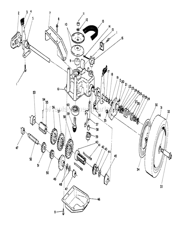 Gear Case Assembly Diagram and Parts List for 26625CS 9000001-9999999 - 1989 Toro Lawn Mower