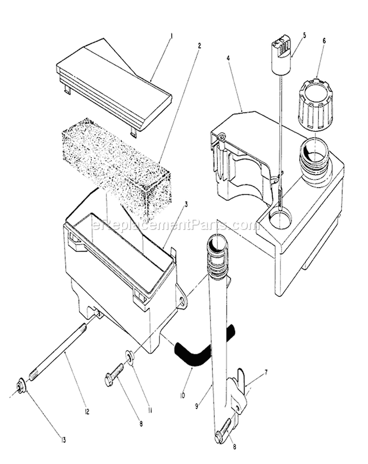 Air Cleaner & Fuel Tank Assembly Diagram and Parts List for 26624 0001102-0999999 - 1990 Toro Lawn Mower