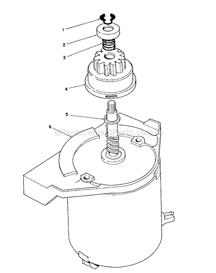 Starter Motor Assembly Diagram and Parts List for 26624 0001102-0999999 - 1990 Toro Lawn Mower