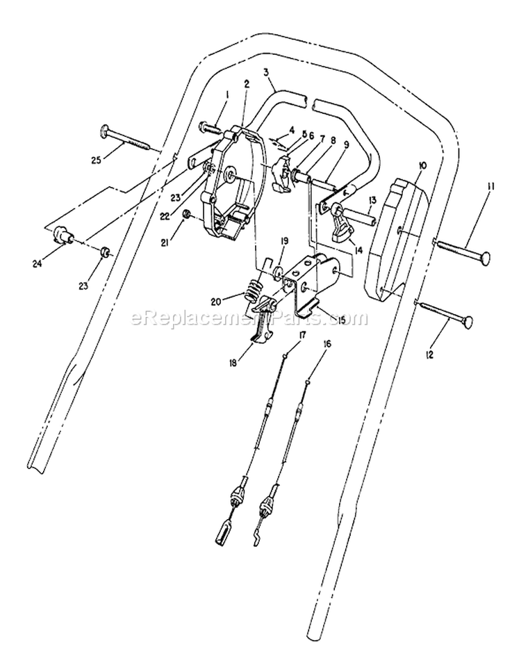 Traction Control Assembly Diagram and Parts List for 26624 0001102-0999999 - 1990 Toro Lawn Mower