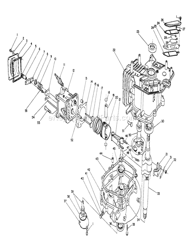 Crankcase Assembly Diagram and Parts List for 26624 0001102-0999999 - 1990 Toro Lawn Mower