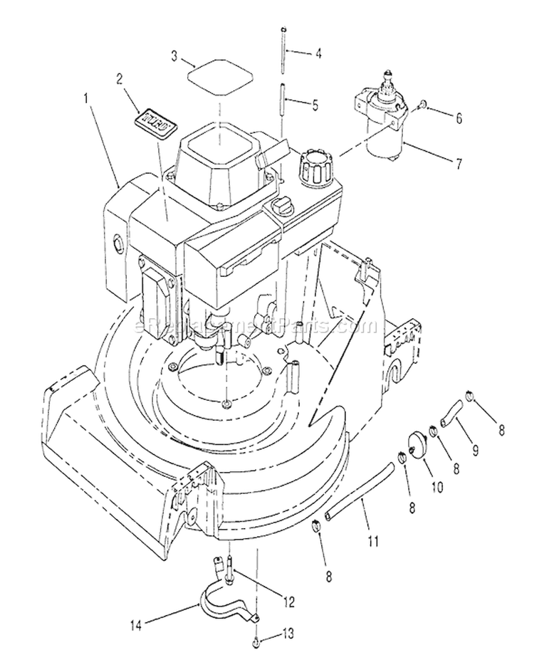 Engine Assembly Diagram and Parts List for 26624 0001102-0999999 - 1990 Toro Lawn Mower